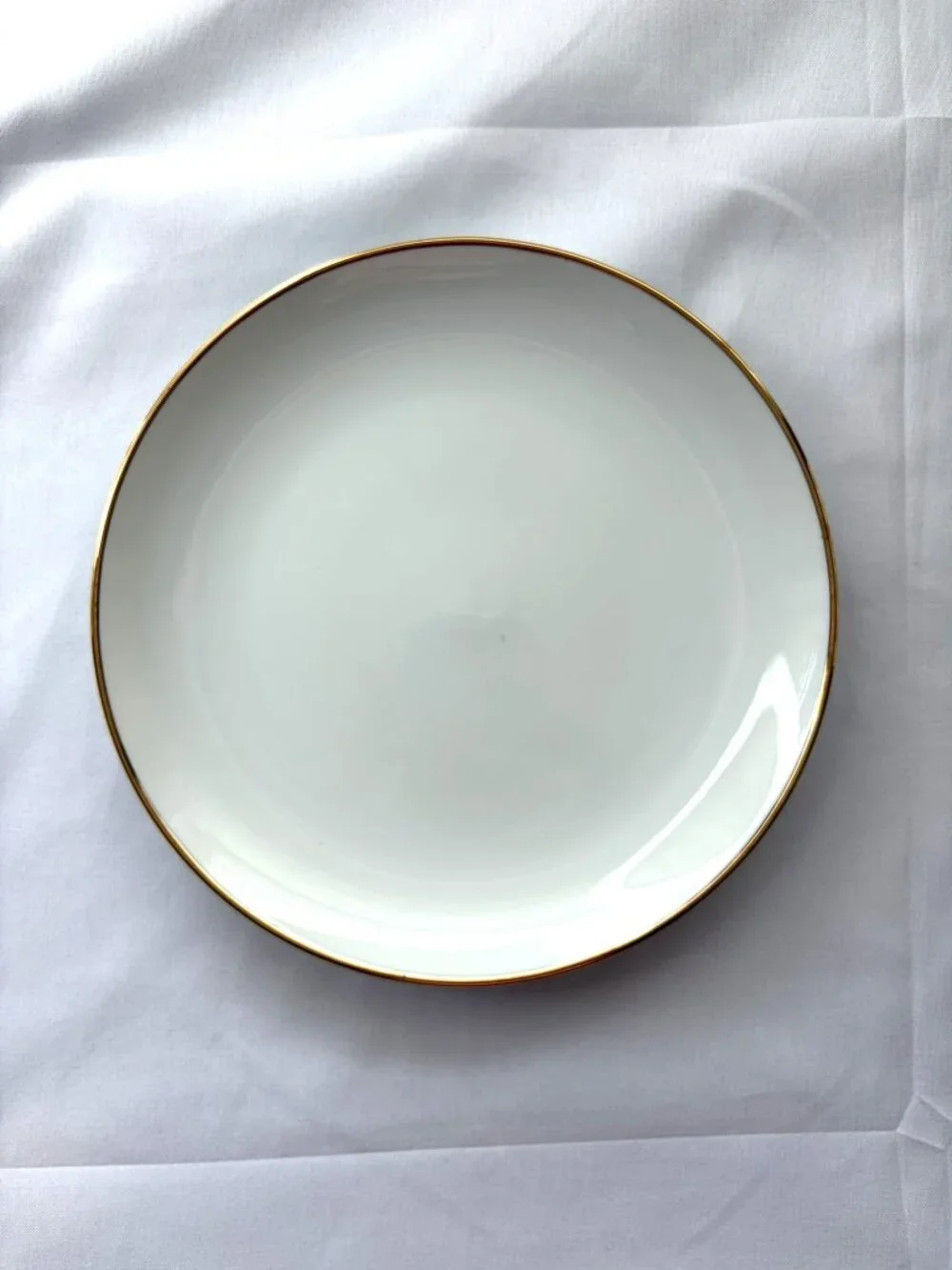 Set of 4 White Porcelain Saucers with Gold Rim 6.25” Cottagecore MCM Minimalist